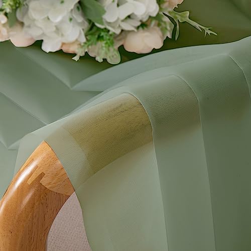 Sage Green Sheer Curtains 63 inch Length 2 Panels Set for Farmhouse Kitchen Room (40"W x 63"L (Pack of 2) / Sage Green)
