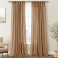Brown Curtains for Living Room Back Tab Modern Farmhouse Semi Sheer Curtains 84 inches Long 2 Panels Set Muted Neutral Window Curtain for Dining Room Bedroom 52x84 (Brown / 52"W x 84"L (Pack of 2))