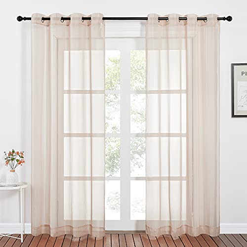 Taupe Sheer Curtains 96 inches Long (Taupe / 54"W x 96"L (Pack of 2))