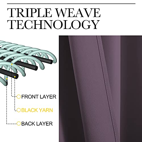 Bedroom Curtains Blackout Drapery Panels (Plum / 42"W x 54"L (Pack of 2))
