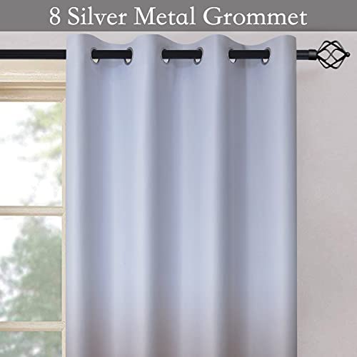 Ombre Gradient Brown White to Gray Curtains for Bedroom (52"W x 72"L (Pack of 2) / Brown and White)