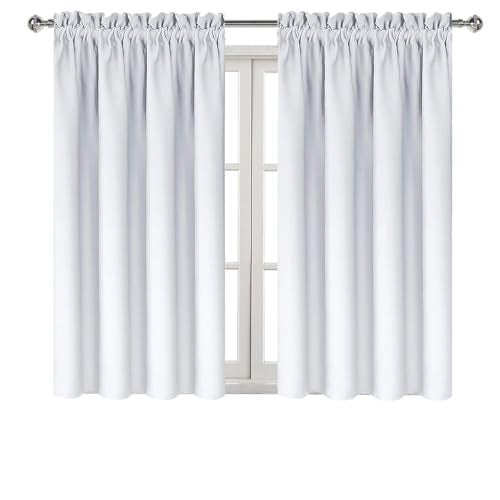Blackout Curtains for Bedroom Living Room 52 x 45 Inch Long 2 Panels (Greyish White / 52"W x 45"L (Pack of 2))