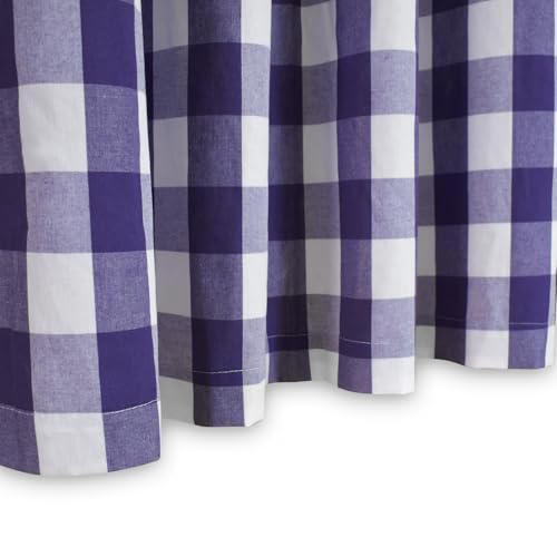 Short Christmas Curtains For Windows Treatment Buffalo Check Plaid Valances Gingham 2 Pack Tiers Rod Pocket Purple and white Decor Over Sink For Kitchen (34"W x 24"L (Pack of 2) / Purple and White)