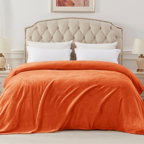 Soft Fleece Blanket King Size for Bed (Burnt Orange / King (104" x 90"))
