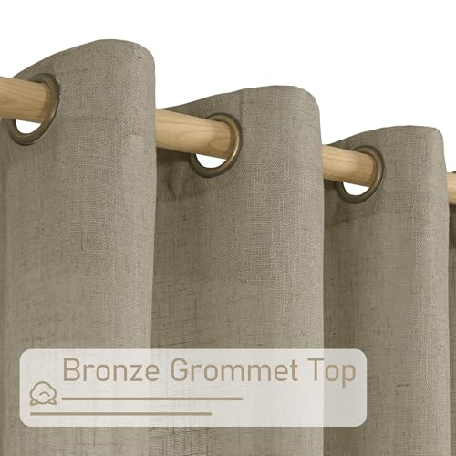 Taupe Linen Sheer Curtains 54 Inches Long for Bedroom 2 Panels (52"W x 54"L (Pack of 2) / Taupe)