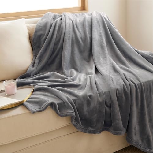 GentleSoft Fleece Throw XL Blanket for Couch (Grey / Throw XL (50" X 70"))