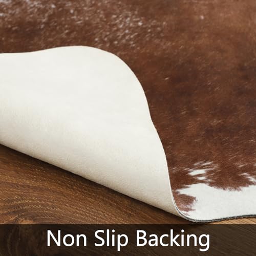 Faux Cowhide Rug (5'2" X 6'3" (Irregular) / Dark Brown)