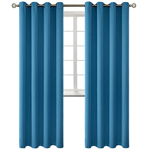 Steel Blue Blackout Curtains for Living Room 84 Inch Long (Steel Blue / 52"W x 84"L (Pack of 2))