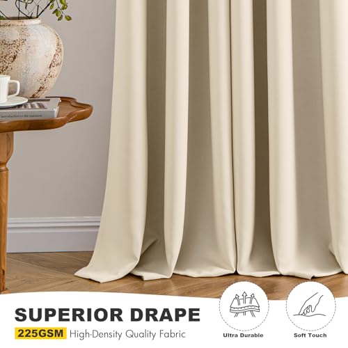 Blackout Curtains for Bedroom 2 Panels 50 x 84 Inch Long Cream Beige (Cream Beige / 50"W x 84"L (Pack of 2))