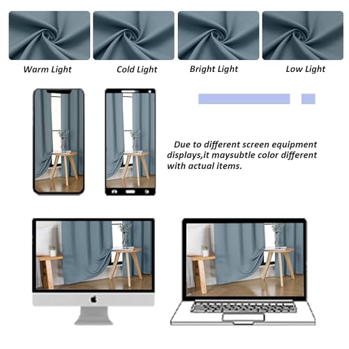 Ava Stone Blue Short 30 Inches Blackout Curtain 2 Panels Set (Stone Blue / 30"W x 30"L (Pack of 2))