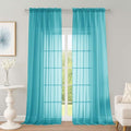 Turquoise Sheer Curtains 96 Inches 2 Panels for Living Room 59" Wide (Turquoise / 59"W x 96"L (Pack of 2))