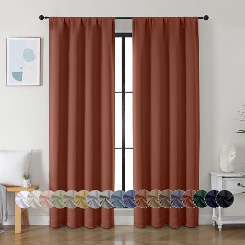 Ava Terracotta Blackout Curtains for Bedroom 84 Inch Length 2 Panels Set (Terracotta / 40"W x 84"L (Pack of 2))