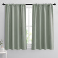 Small Window Curtains 45 inches Length for Kitchen Cafe Bathroom (Grayish Green / 42"W x 45"L (Pack of 2))