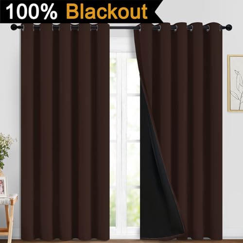 Chocolate Brown Blackout Curtains 84 Inches Long 70" Wide (70"W x 84"L (Pack of 2) / Chocolate Brown)