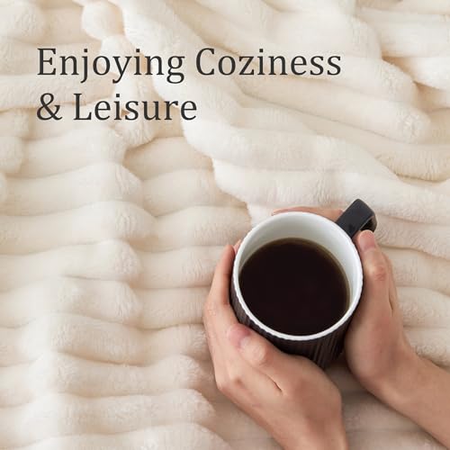 Ribbed Twin Blanket for Couch & Bed (Cream / Twin(60"x80"))