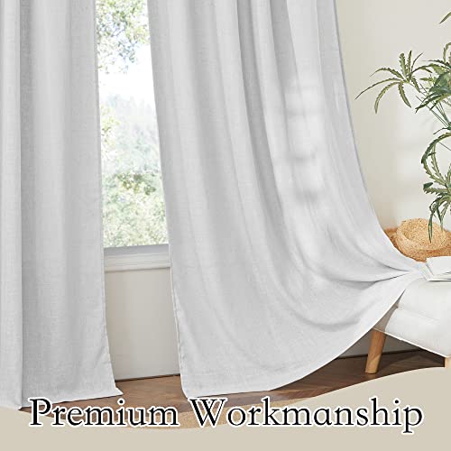 Linen Semi Sheer Curtains for Bedroom Living Room 95 inches Long (Dove Grey / 52"W x 95"L (Pack of 2))