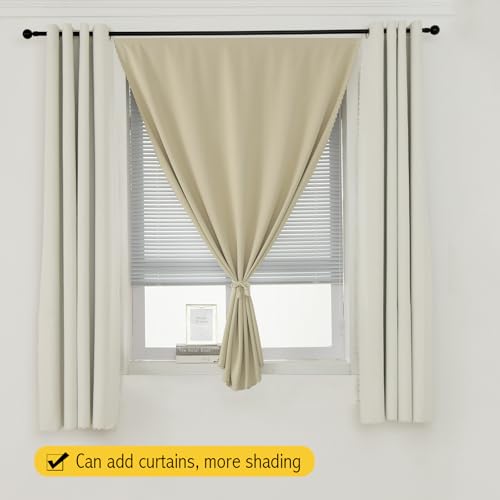Self Adhesive Portable Blackout Curtains for Bedroom Easy to Install Window Thermal Lnsulated Kitchen Room Darkening Small Window Curtains (59"W x 71"L (Pack of 1) / Beige)