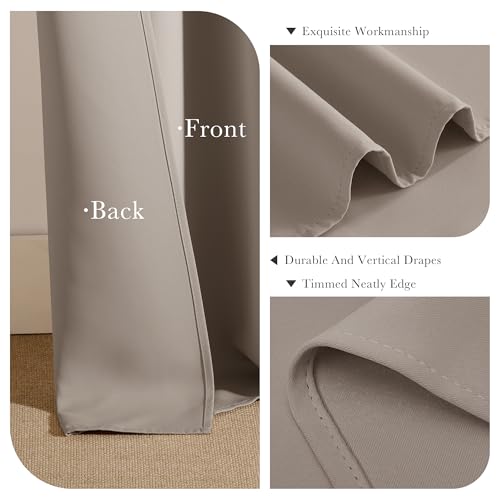 Blackout Curtains Thermal Insulated Window Treatment Panels Room Darkening Blackout Drapes for Living Room Back Tab (Light Taupe / 42"W x 54"L (Pack of 2))