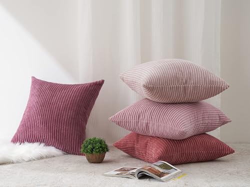 Throw Pillow Cover 4pc Set (Pink / 26" x 26" (Pack of 4))