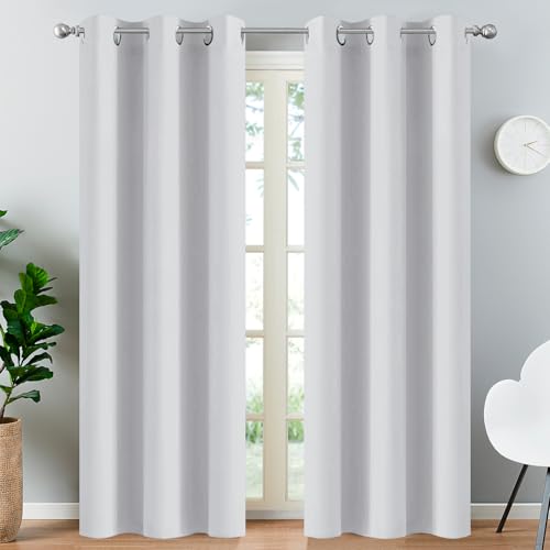 Blackout Curtains 38x84 inch Greyish White Thermal Drapes (Greyish White / 38"W x 84"L (Pack of 1))