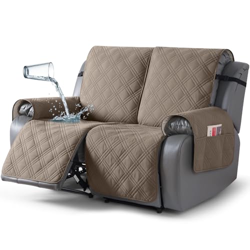 100% Waterproof Loveseat Recliner Covers 2 Seater (Gray Taupe / 2 Seater Standard)