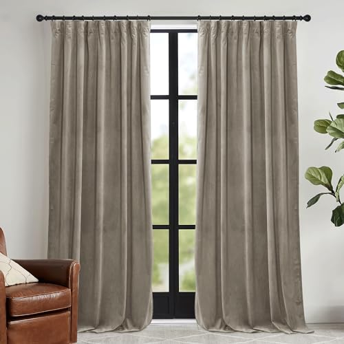 Taupe Velvet Curtains 90 inches for Bedroom Living Room (Taupe / 52"W x 90"L (Pack of 2))