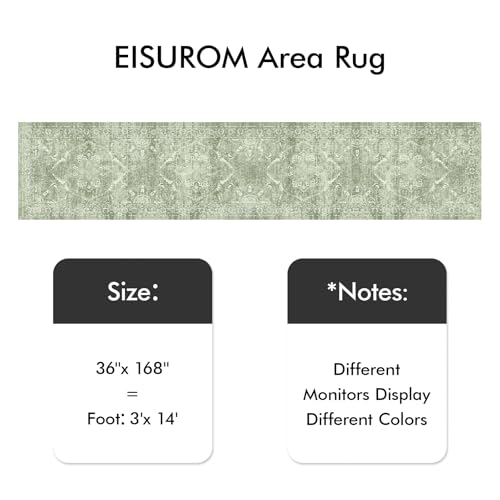 3x14 Washable Hallway Runner Rug (Muted Sage Green / 3' x 14' (Runner))