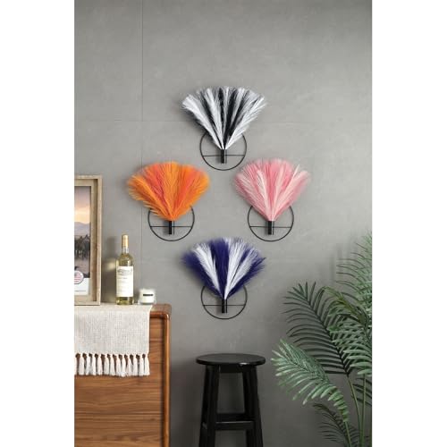 Boho Pampas Wall Decor Black Metal Wall (29-pampas-Gold&OldOrange - Black Ring / S 7.8inch (Black Ring))