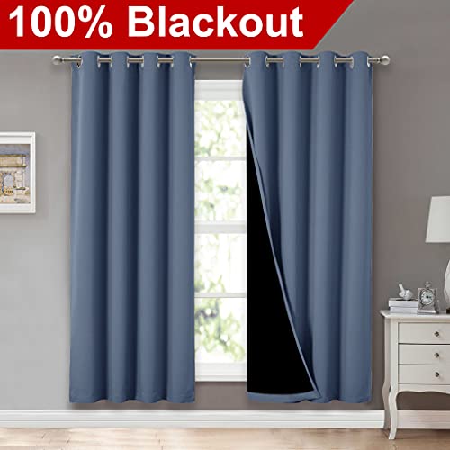 Full Shade Curtain Panels 72 inches Long (Stone Blue / 52"W x 72"L (Pack of 2))