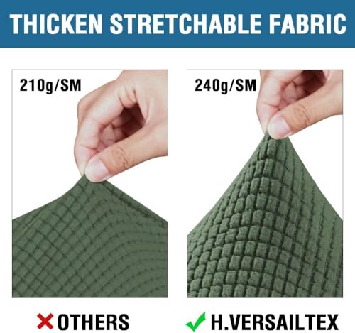 4 Piece Stretch Sofa Covers for 3 Cushion Couch Covers for Living Room Furniture Slipcovers (Large Plus / Bronze Green)