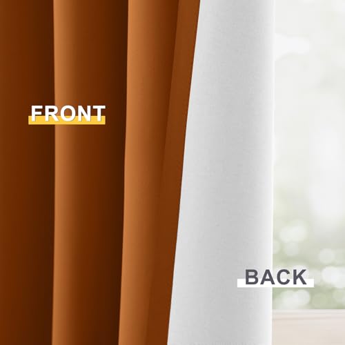 Burnt Orange 100% Blackout Curtains 84 Inches Long 50" Wide 2 PCS (50"W x 84"L (Pack of 2) / Burnt Orange With White Backing)
