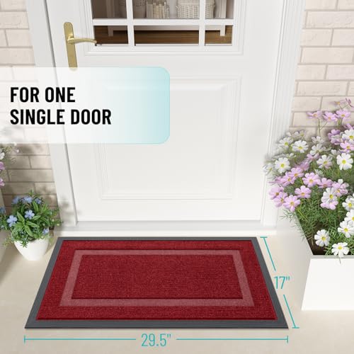 Front Door Mat Outside 29.5x17 (Wine Red / 29.5" x 17")