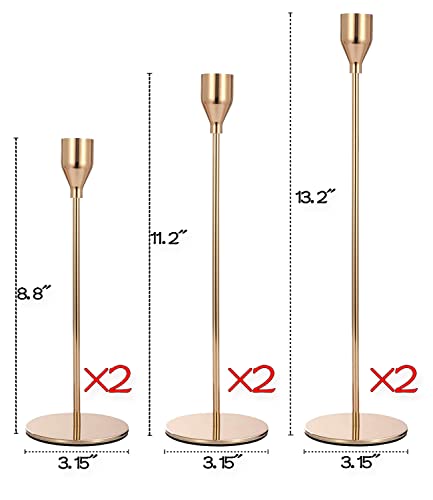 French Gold Taper Tall Candle Holders Set of 6 (French Gold-6 Packs)