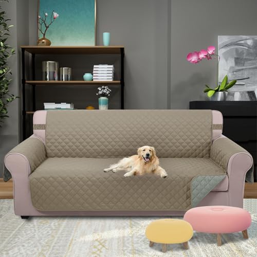4 Seater Sofa Cover 91''Large Couch Cover (Khaki/Light Grey / 91''sofa Xxl - Xxl Large)