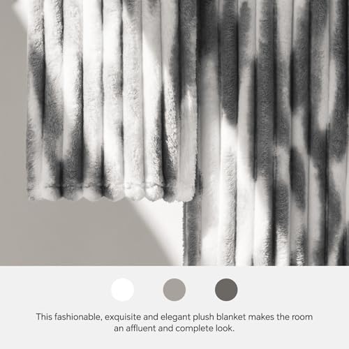 Ribbed Fleece Throw Blanket for Couch (Tie-dye Grey / Throw(50"x60"))