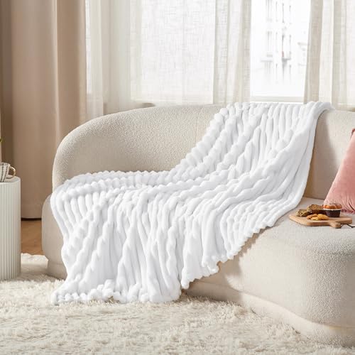 Soft Throw Blanket for Couch Decor Gifts Bright White 50"x70" (Bright White / Throw XL)