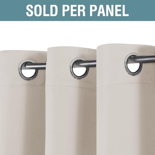 Blackout Curtain for Living Room Thermal Insulated Window Treatment Curtain Extra Long 84 inch Length Energy Saving Solid Grommet Top Blackout Drape (52"W x 84"L (Pack of 1) / Natural)