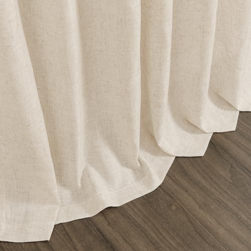 Extra Long 120 Inch Curtains for Living Room Cream Beige Linen Light Filtering Semi Sheer Curtain Back Tab Modern Farmhouse Decor Floor to Ceiling High Window for Bedroom 52x120 (52"W x 120"L (Pack of 2) / Cream Beige)