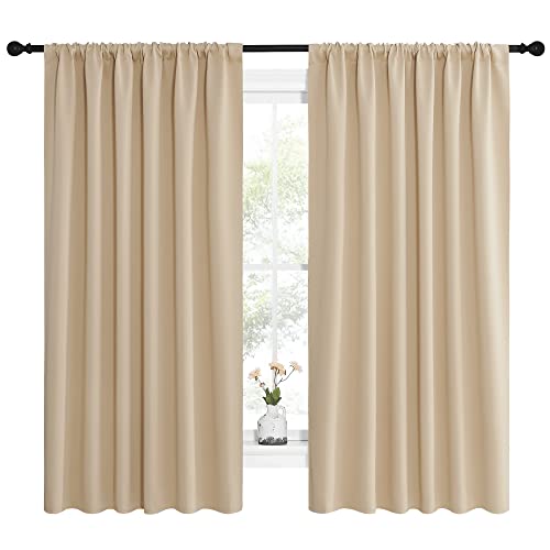 Room Darkening Curtains for Bedroom (Biscotti Beige / 62"W x 63"L (Pack of 2))