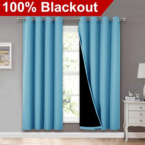 Full Shade Curtain Panels 72 inches Long (Teal Blue / 52"W x 72"L (Pack of 2))