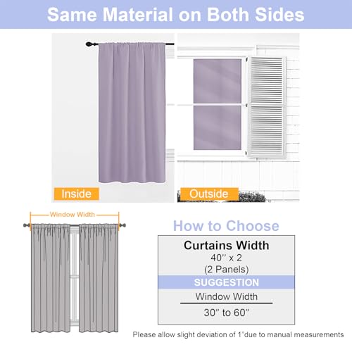 Ava Lilac Blackout Curtains for Bedroom 96 Inches Long 2 Panels (Lilac / 40"W x 96"L (Pack of 2))