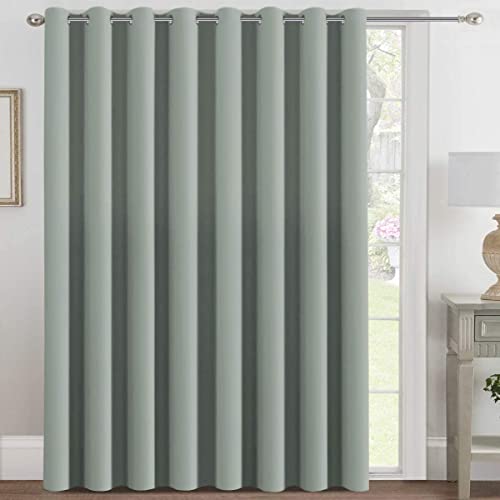Blackout Patio Curtains 100 x 84 Inches for Sliding Door Extral Wide Blackout Curtain Panels Thermal Insulated Room Divider (100"W x 84"L (Pack of 1) / Light Sage)