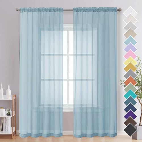 Sky Blue Sheer Curtains 84 Inches Long 2 Panels (Sky Blue / 42"W x 84"L (Pack of 2))