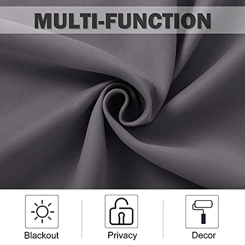 Kitchen Curtains Blackout Drapes for Basement Dorm (Grey / 42"W x 36"L (Pack of 2))