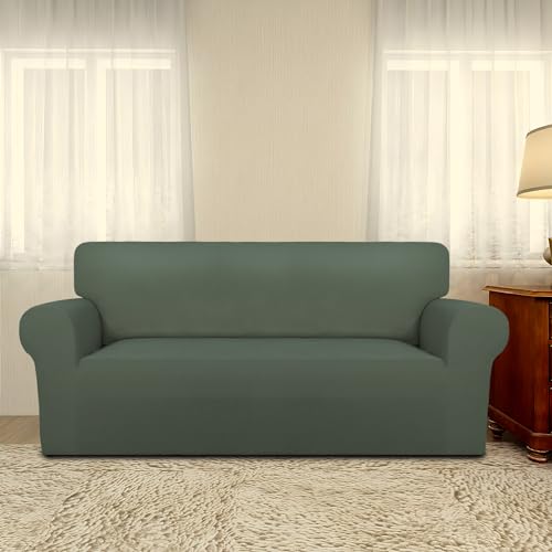 Oversized Loveseat Covers Couch Covers for Sofa Grayish Green (Medium-XL Oversized Loveseat / Grayish Green)