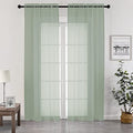 Living Room Sheer Curtains 96 Length 2 Panels Set for French Door (Sage Green / 42"W x 96"L (Pack of 2))