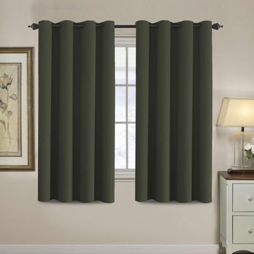 Blackout Curtain for Living Room Thermal Insulated Window Treatment Curtain Extra Long 63 inch Length Energy Saving Solid Grommet Top Blackout Drape (52"W x 63"L (Pack of 1) / Olive)