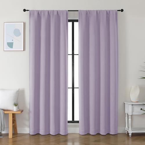 Ava Lilac Blackout Curtains for Bedroom 84 Inch Length 2 Panels Set (Lilac / 40"W x 84"L (Pack of 2))