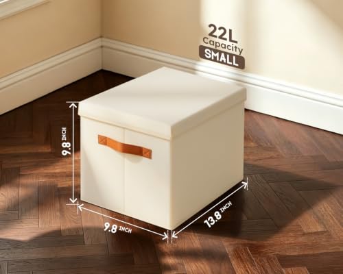 Storage Bins with Lids (Beige / L(6-Pack))
