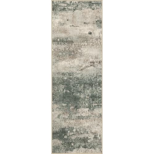 2x6 Runner Rug for Hallway (Dark Sage/Grey / 2' x 6' (Rectangular))